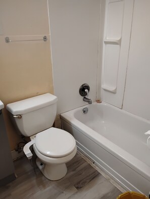 Bidet, towels, soap, toilet paper