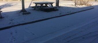 Kitchenette with in room modem hardwired internet.