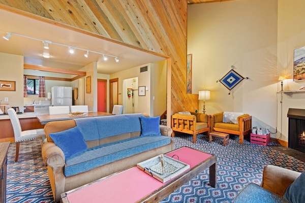 Three connected units with a central gathering space, no need to go outside between them