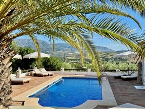 Outdoor pool, pool umbrellas, sun loungers - Vida Lenta Boutique Finca (Álora)