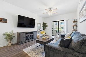 TV, fireplace - The Cays at Ocotillo | Luxury Condo | Resort Pool (Chandler)