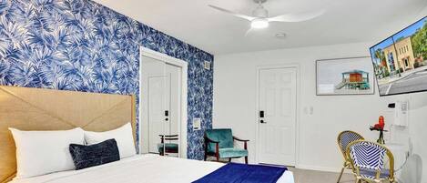 1 bedroom, desk, iron/ironing board, travel crib