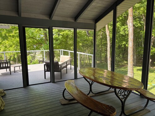 Modern retreat on Cedar Lake- quiet wooded lot with beautiful lake view!