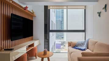 Appartement, 1 queensize bed met slaapbank, keuken | Woonruimte