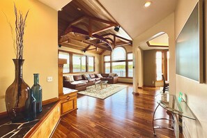 Smart TV, fireplace, foosball, table tennis
