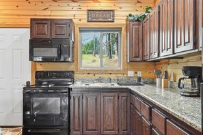 Fridge, coffee/tea maker, cookware/dishes/utensils - Quail Cove Oak | Premium Lakefront Condo Boat Slip (Shell Knob)