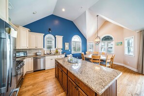 Fridge, microwave, oven, stovetop - 8BR/6BA Coastal Retreat w/ Rooftop & Porch • Walk to Beach (Ocean City)