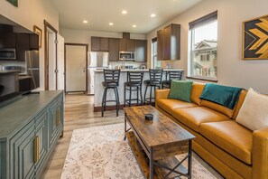 Living area - NEW! Town Center Basecamp at Big Sky | Walk to Dining, Shops & Events | Prime Location (Big Sky)
