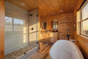 Shower, hair dryer, towels, shampoo - Rustic•Heart of Town•Fire Pit•Hot Tub•Play Ground• (Pigeon Forge)