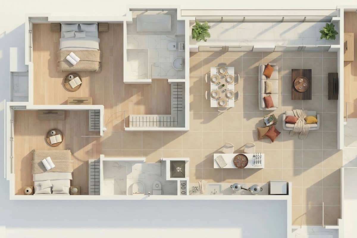 高級公寓, 3 間臥室