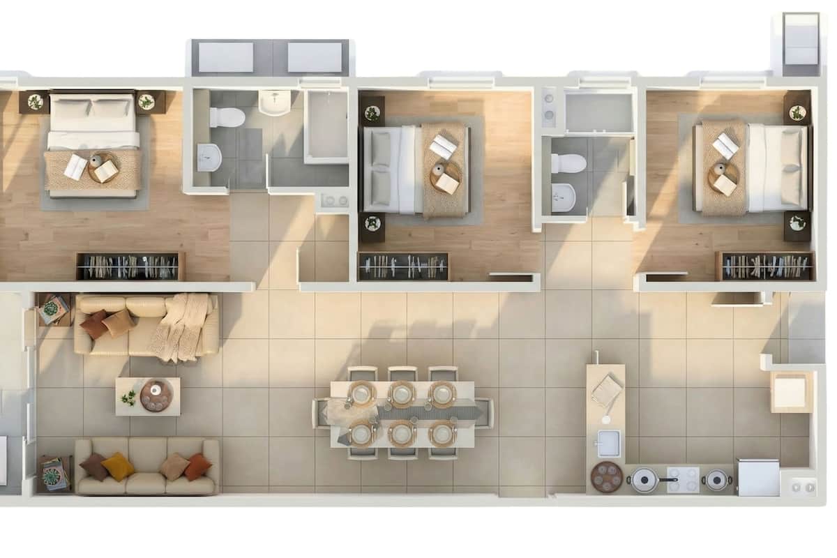 標準公寓, 3 間臥室