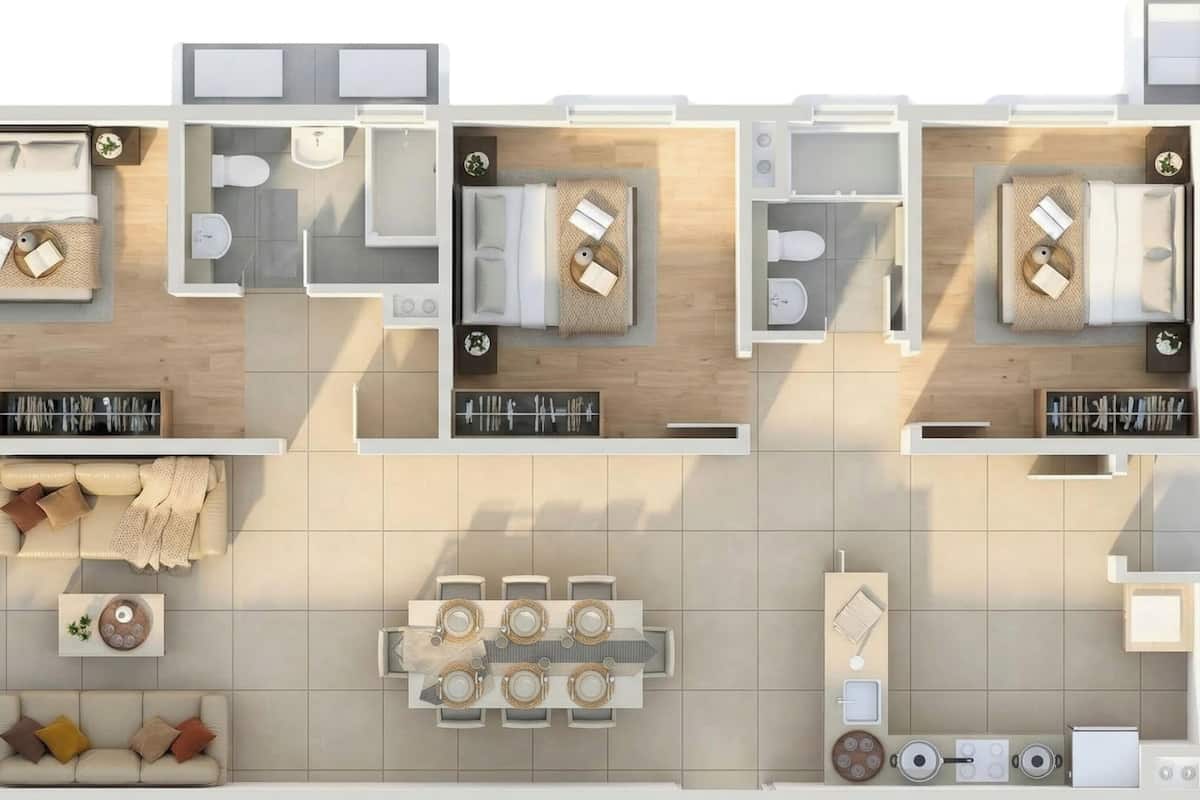 标准公寓, 3 间卧室