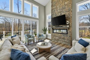 TV, fireplace, video games, offices