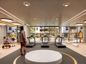 Fitness facility - Modern 2-Bedroom apartment with pool view (Asomatos)