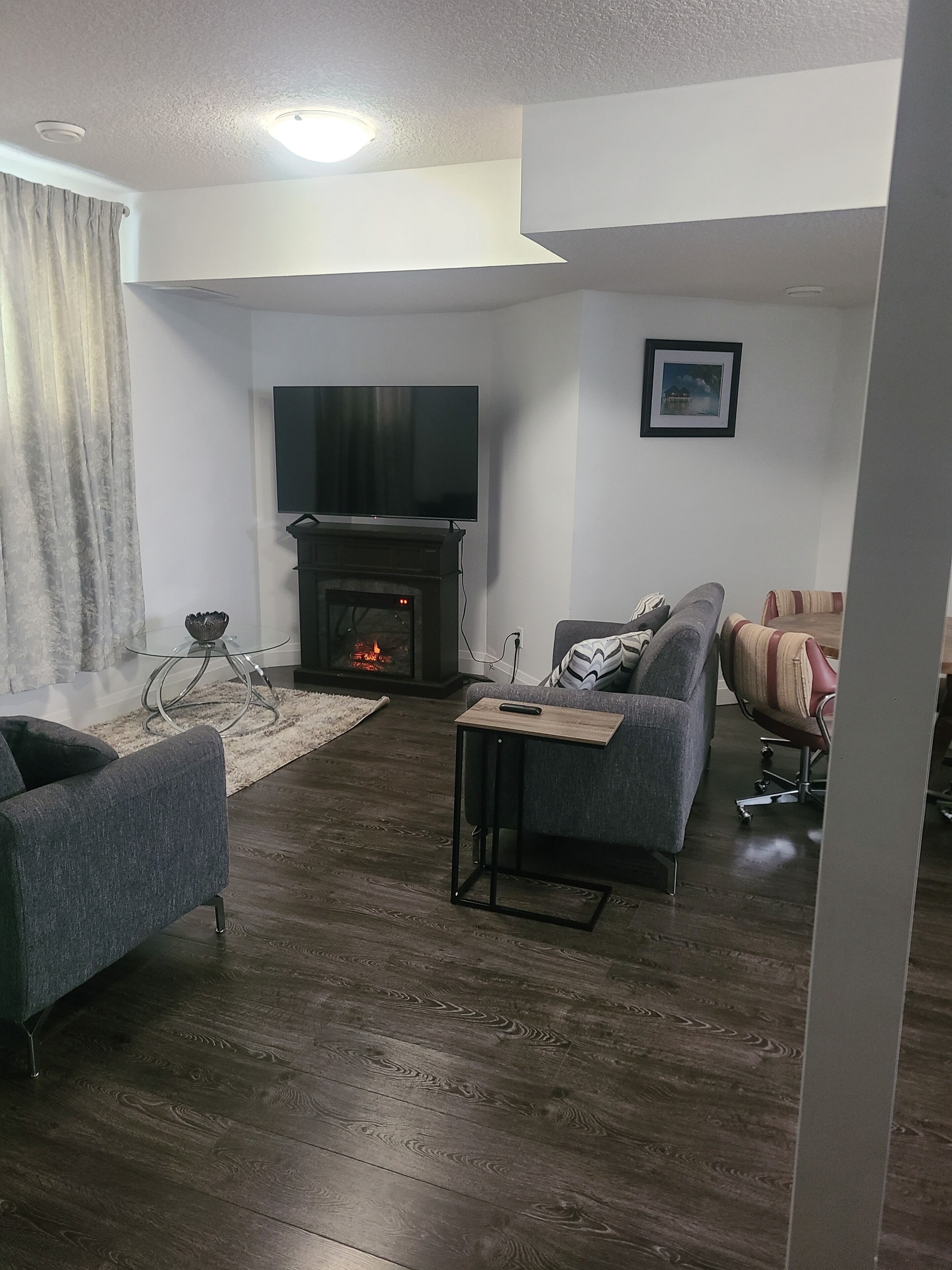 Televisión y chimenea 