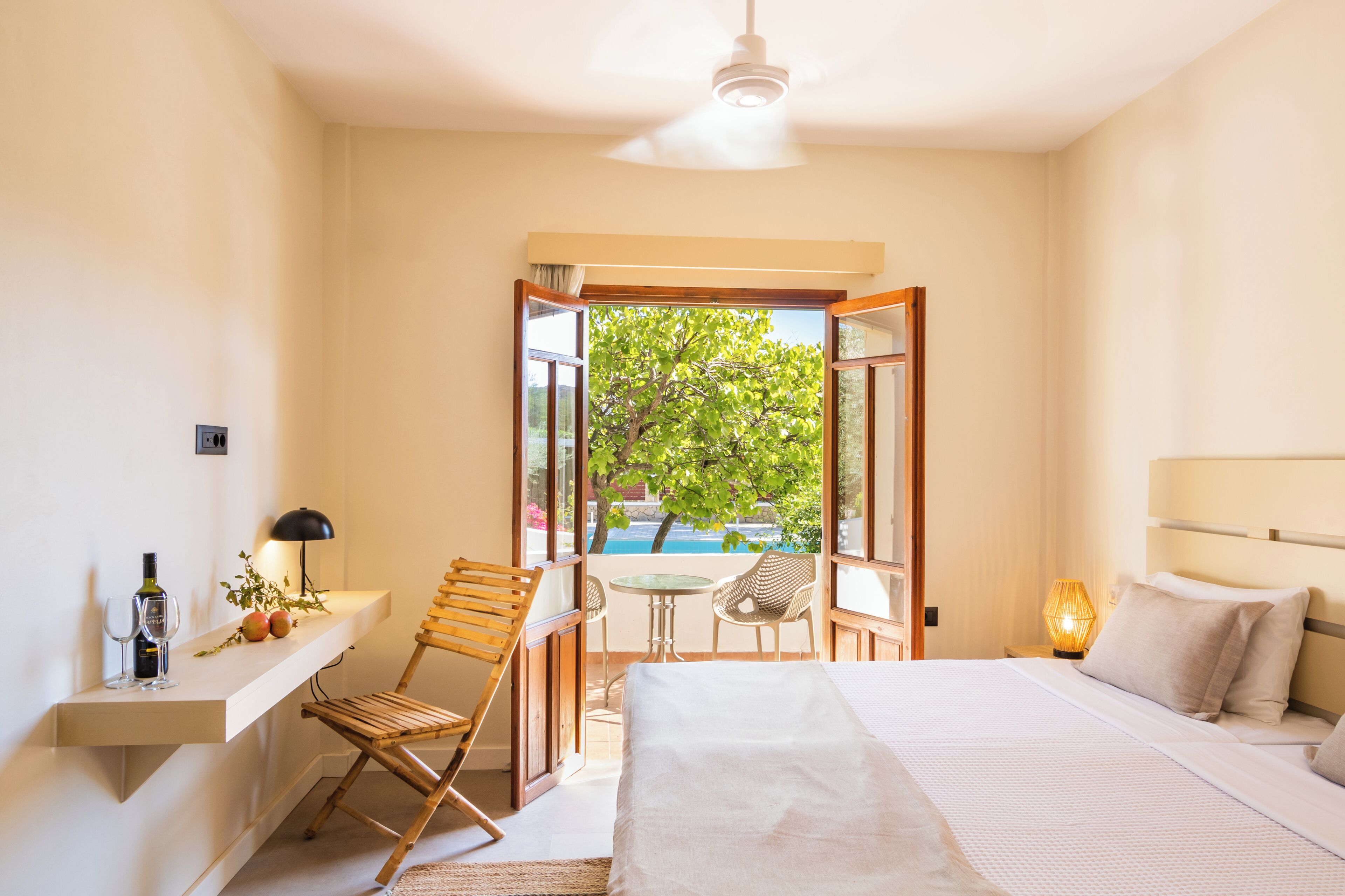 Superior Double Room, Balcony, Pool View | In-room safe, desk, laptop workspace, blackout drapes
