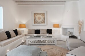 Living area - Patron 1 Pool Sunset Villa- Seven Bedrooms (Mikonos)