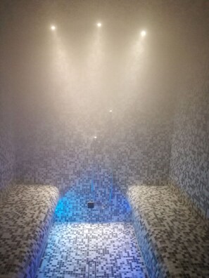 Ruang perawatan pasangan, sauna, hot tub, dan ruang uap