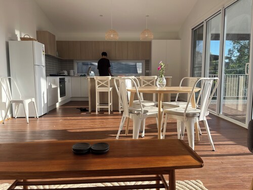 Coastal Retreat at Long Beach - golden sunset on the deck