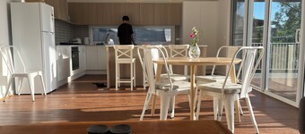 Coastal Retreat at Long Beach - golden sunset on the deck