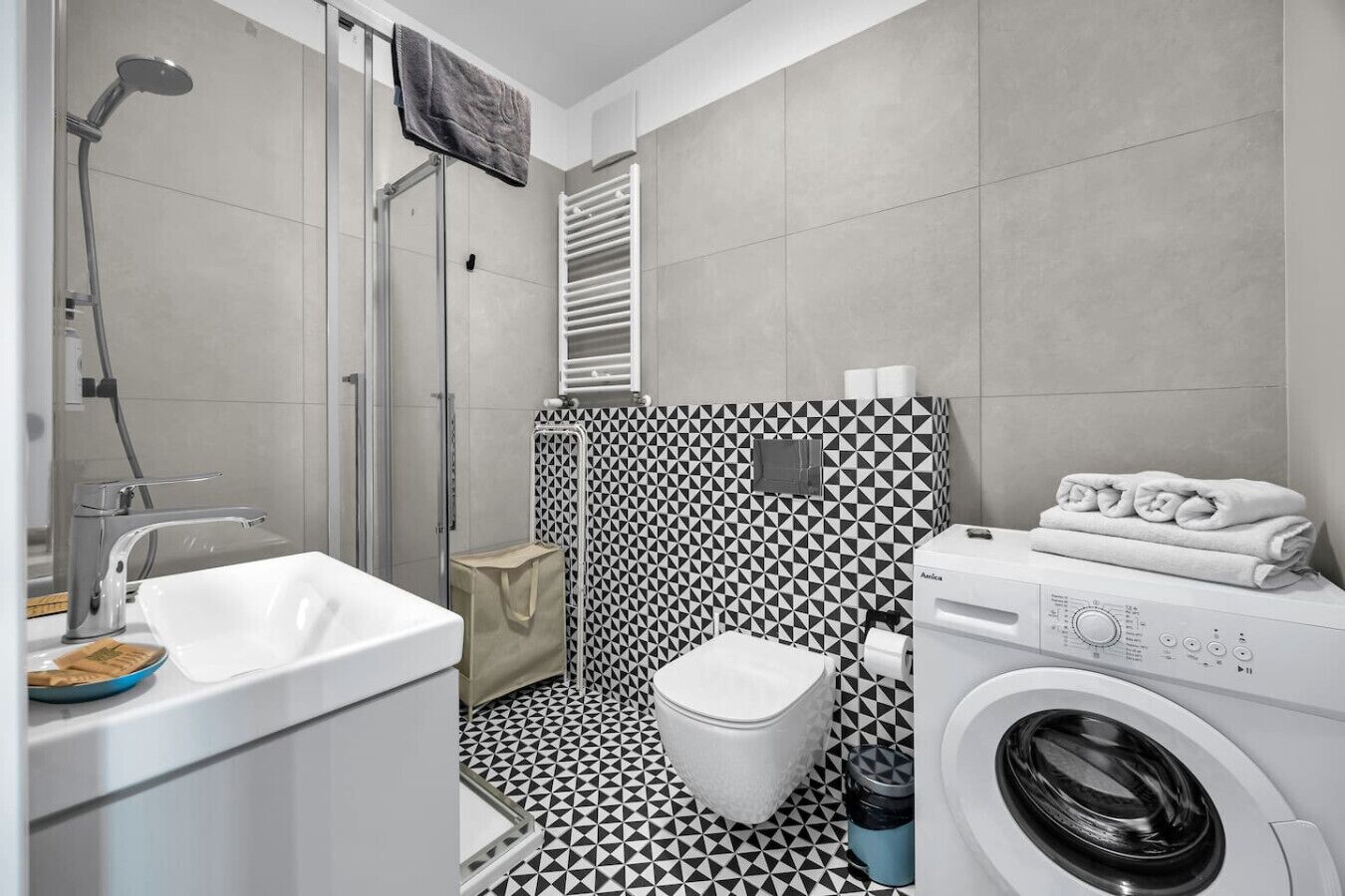 Hair dryer, towels