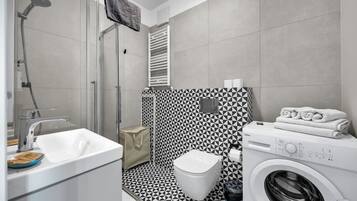 Hair dryer, towels