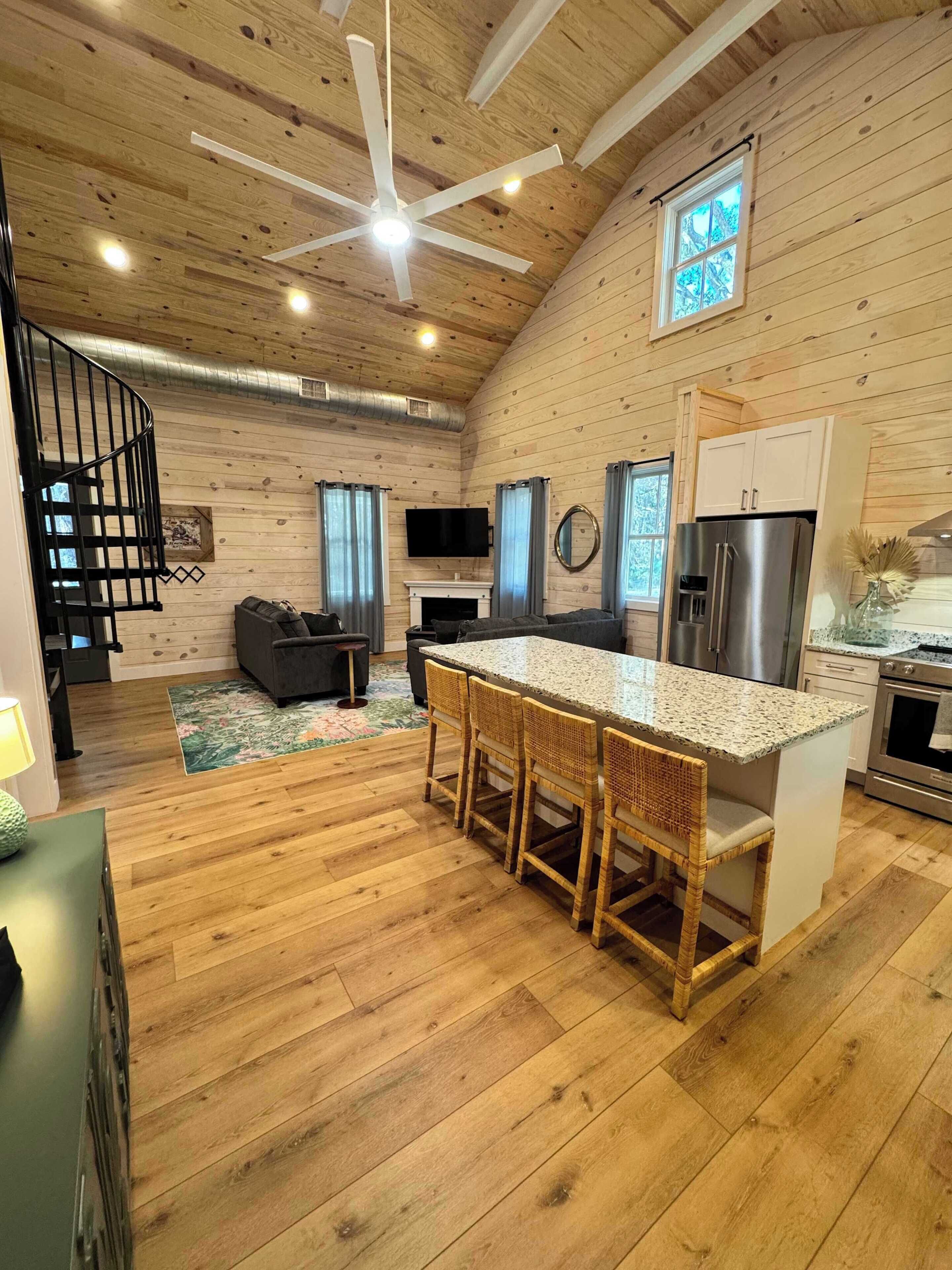 TV, fireplace, offices
