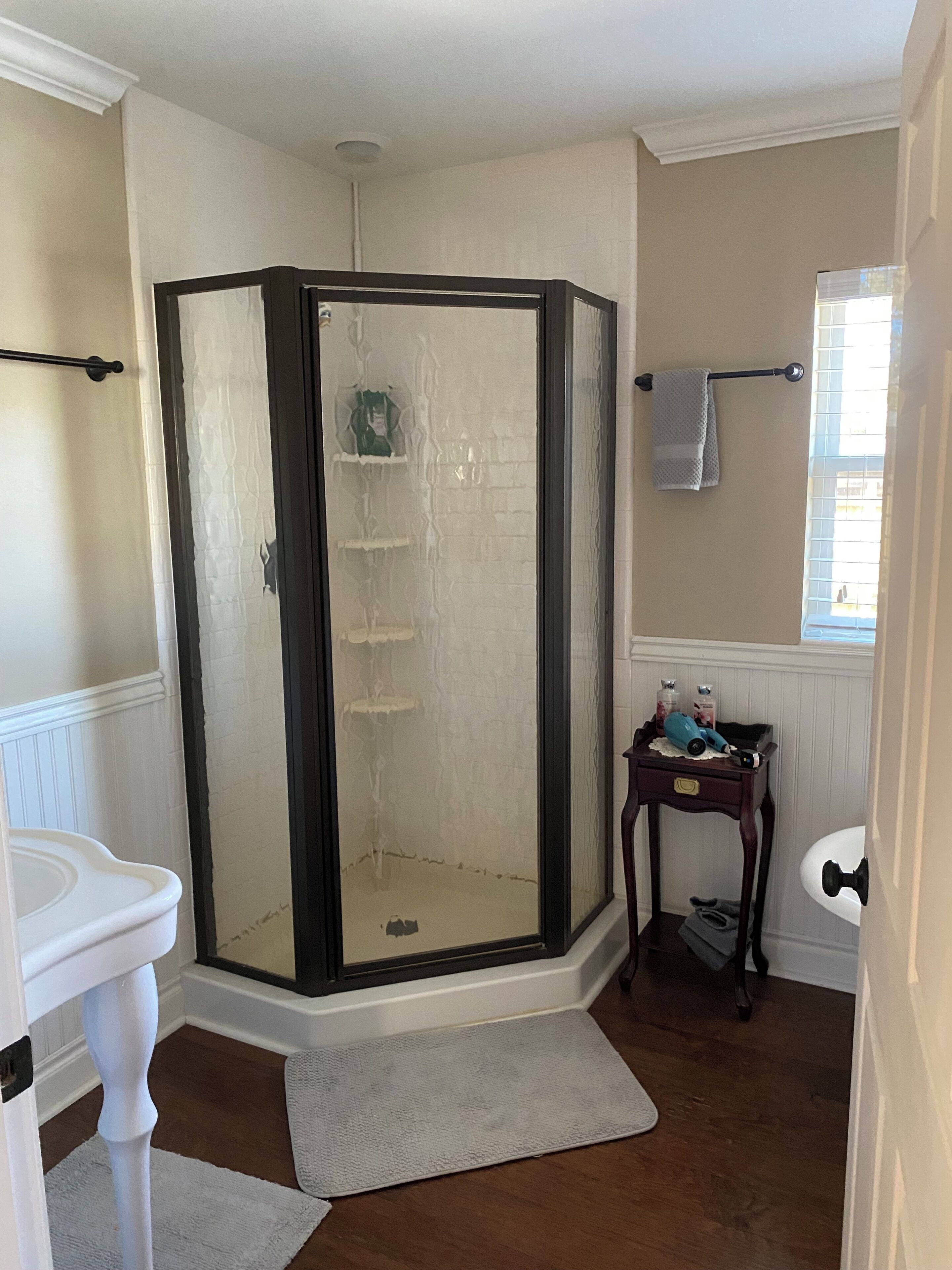 Hair dryer, towels, toilet paper