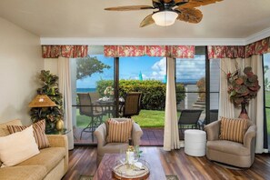 Living area - Napili Point | Oceanfront 3 BR, Sleeps 12 | Car Incl. w/ 6+ Nights | NAP ML-3927 by KBM (Lahaina)