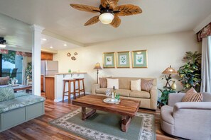 Where pineapple lamps glow and soft cushions await, unwind in a space curated for comfort, charm, and cheer    NAP-A25 - Napili Point | Oceanfront 3 BR, Sleeps 12 | Car Incl. w/ 6+ Nights | NAP ML-3927 by KBM (Lahaina)