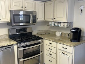 Fridge, microwave, oven, stovetop - Cozy Ocean City Getaway – 2BR/1BA, Steps from Beach & Boardwalk (Ocean City)