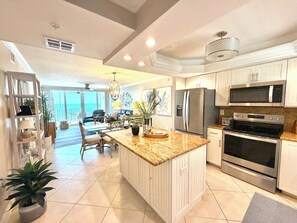 Fridge, microwave, oven, stovetop - Beach Villas 402 – Sunsets & Sandcastle Dreams - Beachfront 2/2 Sleeps 6 (Fort Myers Beach)