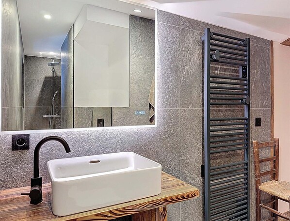 Chalet | Bathroom | Hair dryer - Luxury Alpine Chalet in La Rosiere for 12 Guests (Montvalezan)