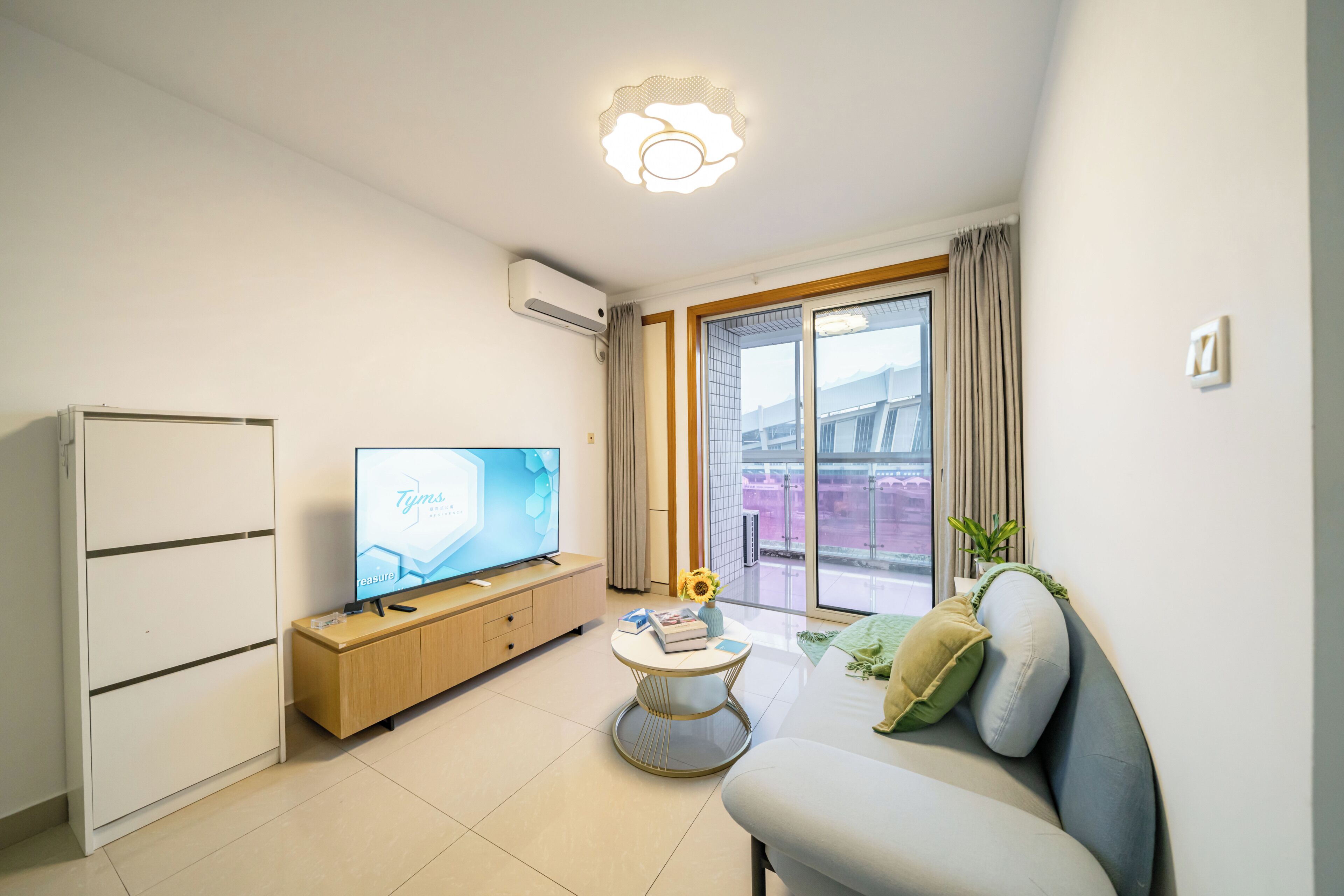 City View 1BR Serviced Residence - Spacious Living Room &amp; Kitchen | Living room