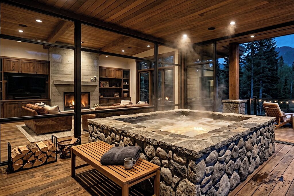 Indoor spa tub