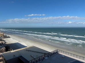 On the beach, sun-loungers, beach towels