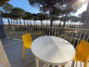 Outdoor dining - Apartment with AC, sea-facing terrace - 4 guests (Argelès-sur-Mer)