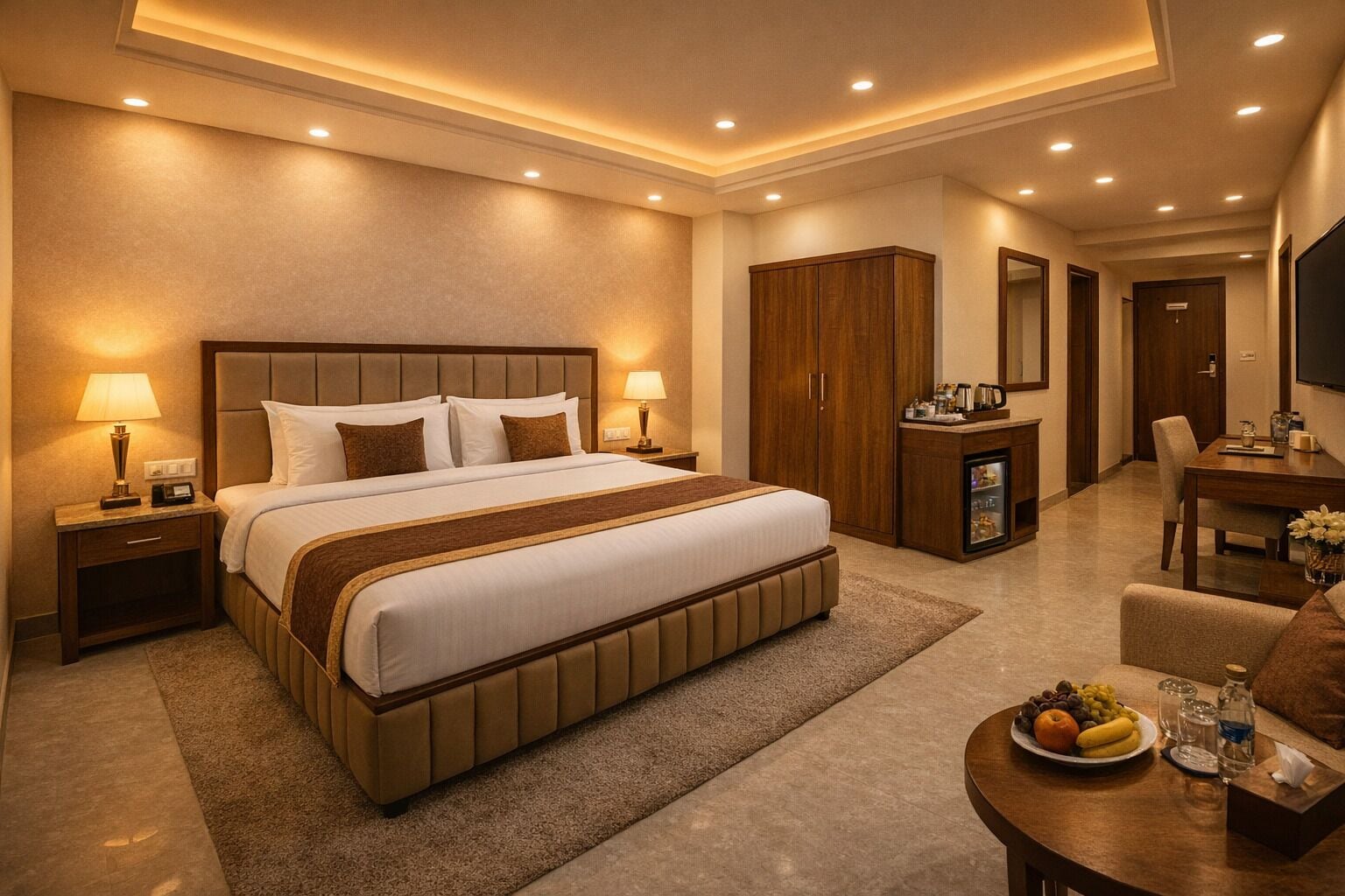 Habitación doble Deluxe, vista a la ciudad | Ropa de cama hipoalergénica y escritorio 