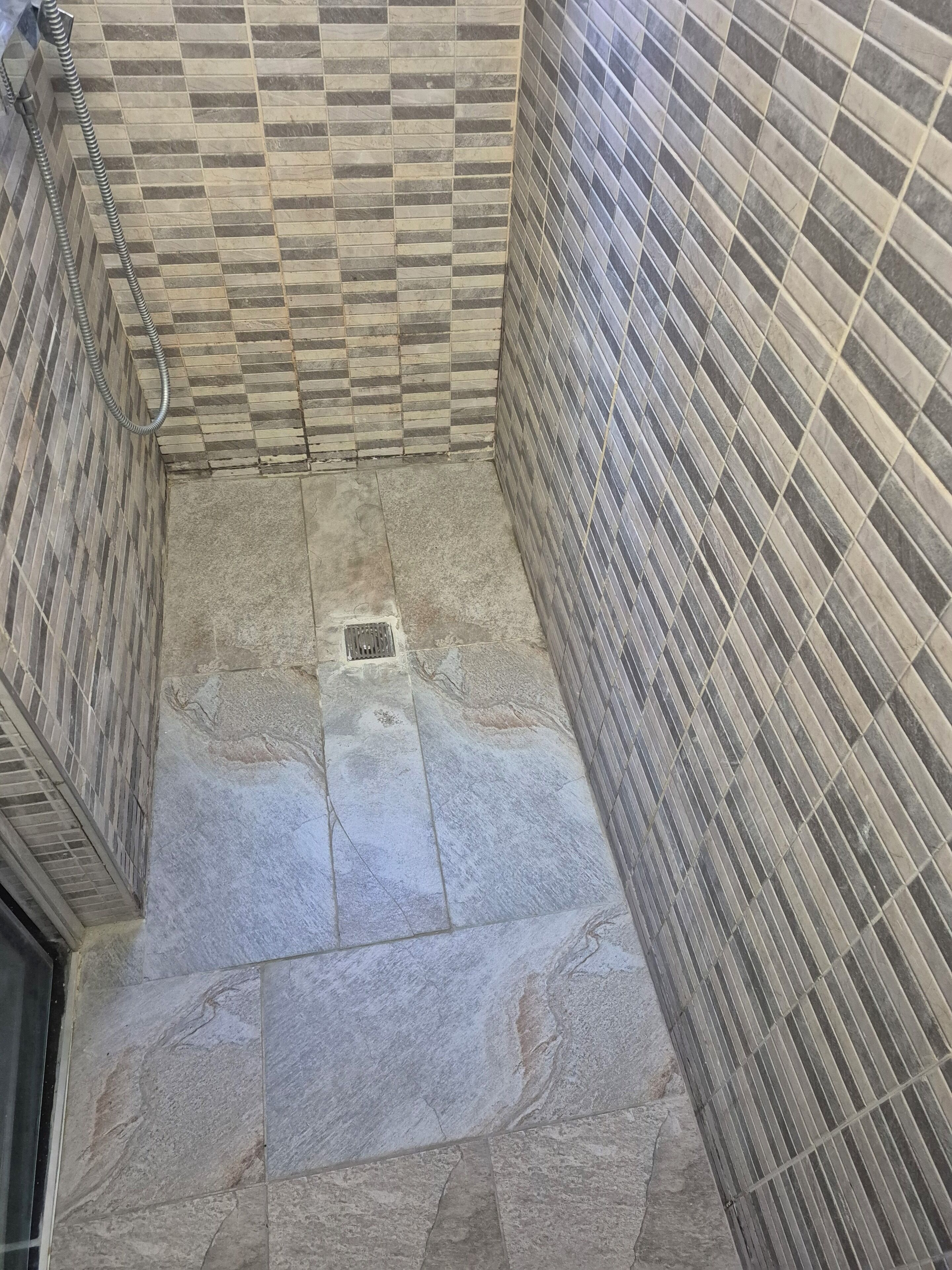 Shower, hair dryer, soap, shampoo