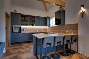 Luxury Villa, Courtyard View | Private kitchen | Espresso maker, coffee/tea maker, mini-fridge, microwave