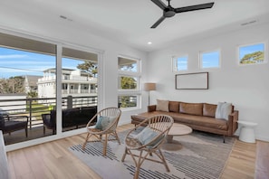 TV, offices - Walk to Beach & Trails | Modern, Cozy Retreat (Carolina Beach)