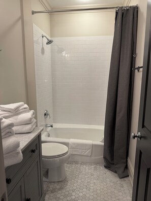 Shower, hair dryer, towels - Beautiful 4-bedroom townhome in 4th Ward Charlotte (Charlotte)
