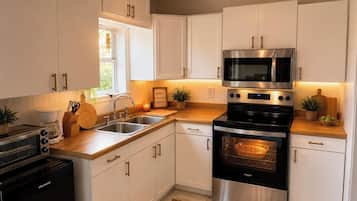 Microondas, horno y placa de cocina