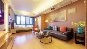 Chambre Deluxe double, vue sur la ville | Salle de séjour