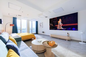 Deluxe tweepersoonskamer, uitzicht op stad | Woonkamer