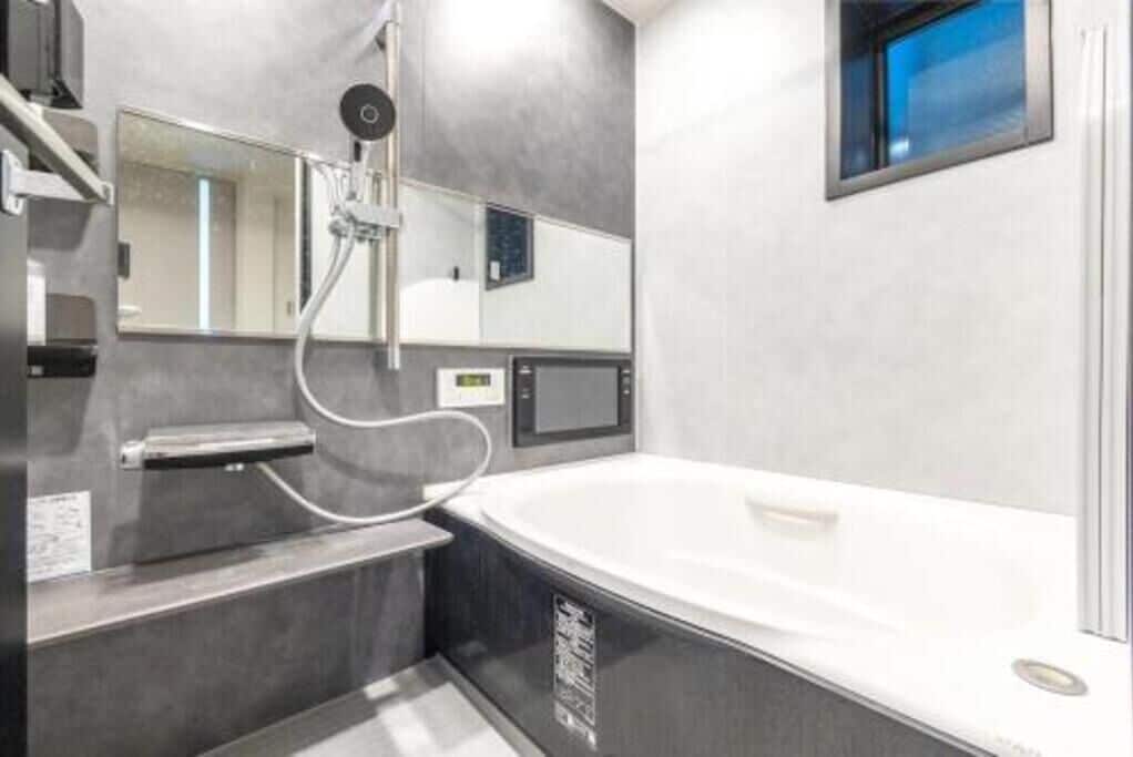 Hair dryer, bidet, towels, soap