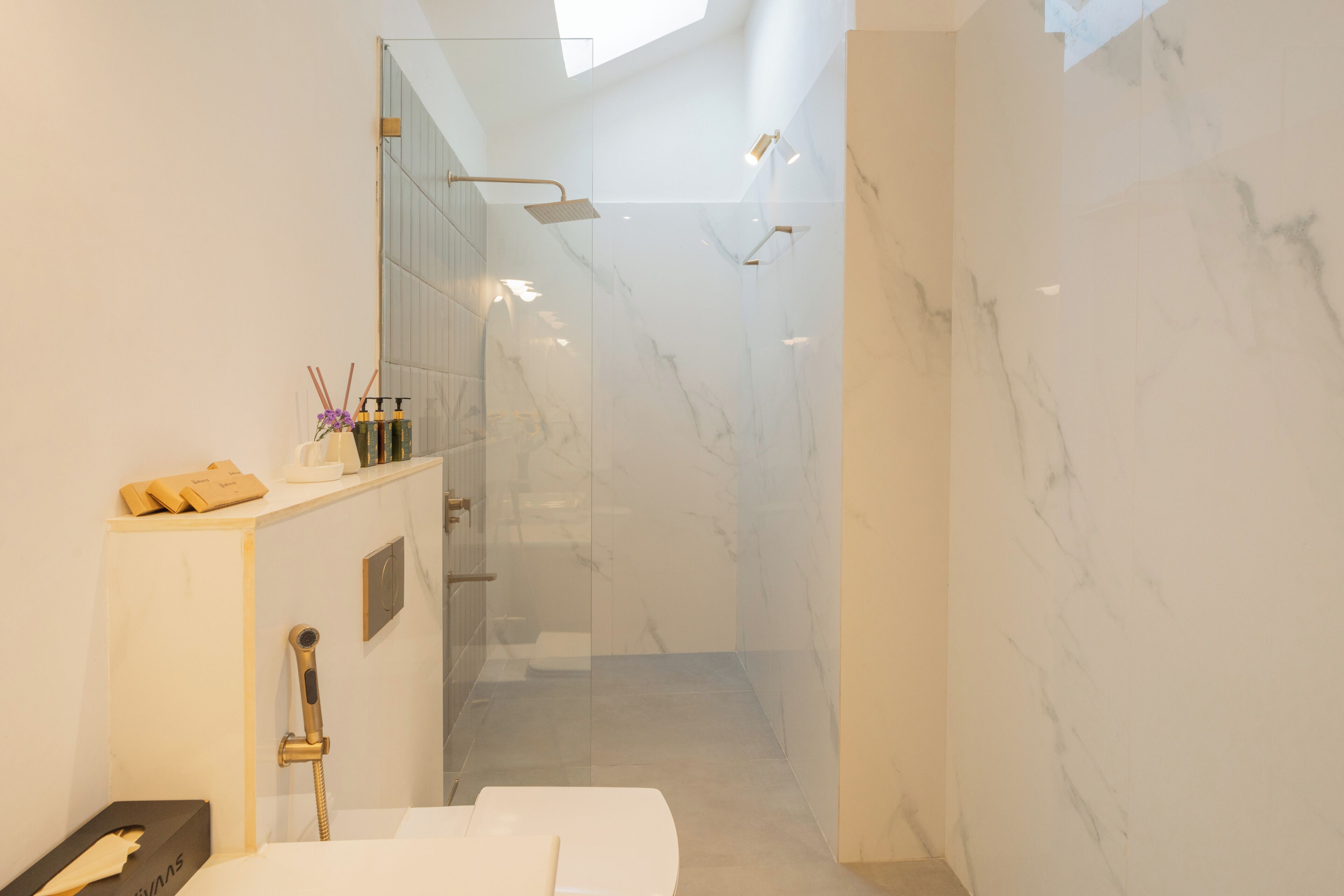 Villa – deluxe, balkong, byutsikt | Bad | Tøfler