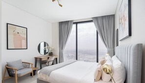 Apartamento superluxo, sacada, vista para a cidade | Roupas de cama de algodão egípcio, roupas de cama premium