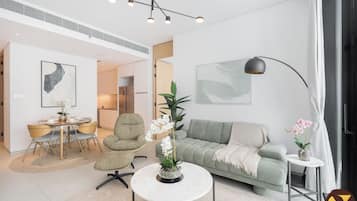 Luxury Apartment, Balcony, City View | Living area