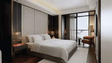 Quarto executivo, sacada, vista para a cidade